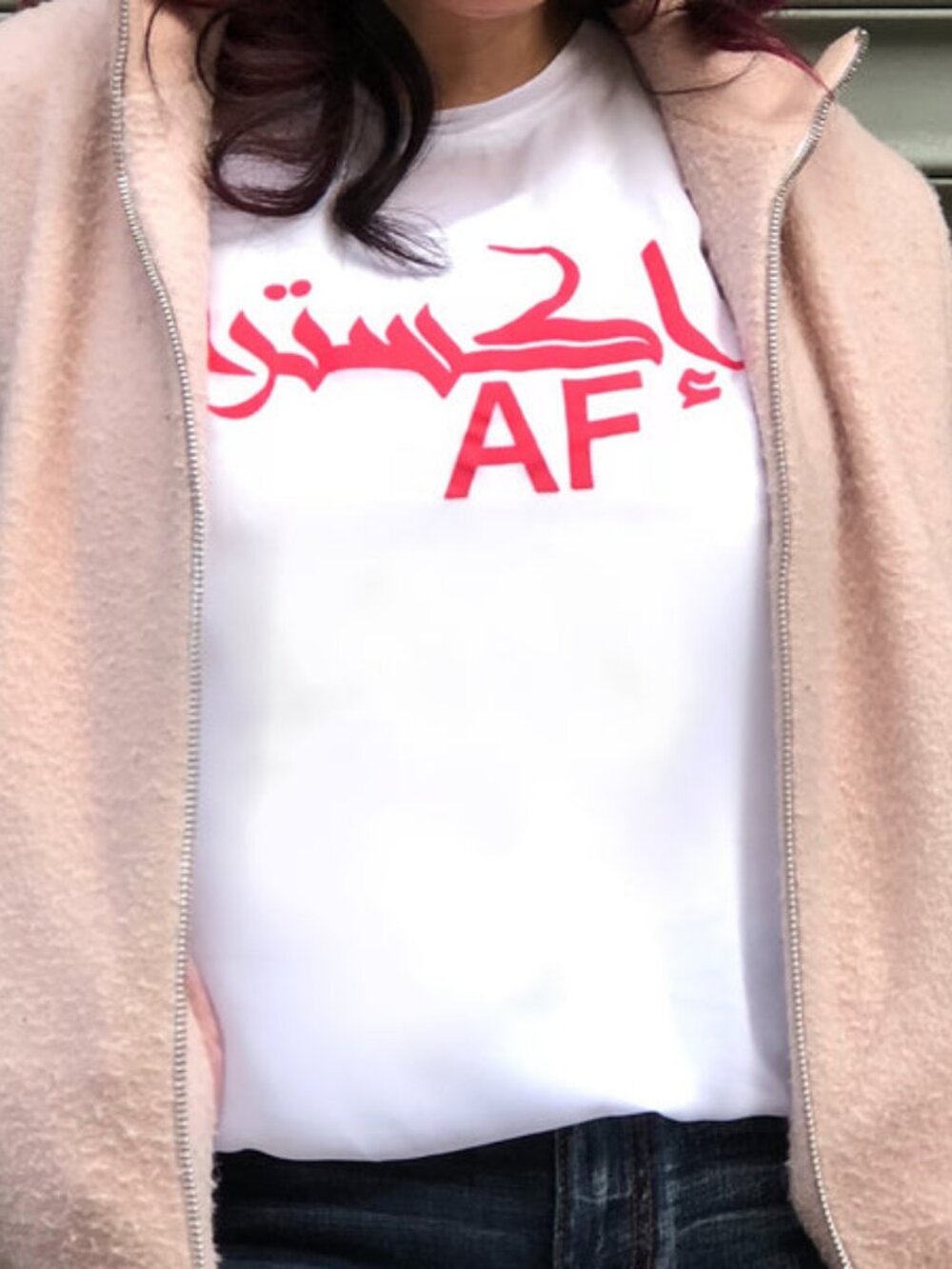 REVILED EXTRA AF Oversized Chiffon Tee White Pink Print
